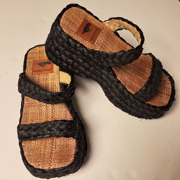 Rocket Dog Chunky Platform ESPADRILLES WOMENS SIZE 6 Black 90s Y2K party beach - Picture 3 of 11